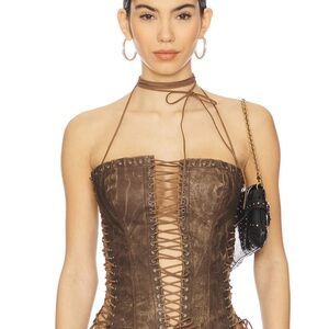 Jaded London Metallic Brown Corset
